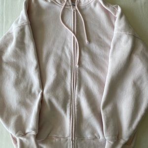 TNA cozy fleece boyfriend zip up hoodie Aritzia